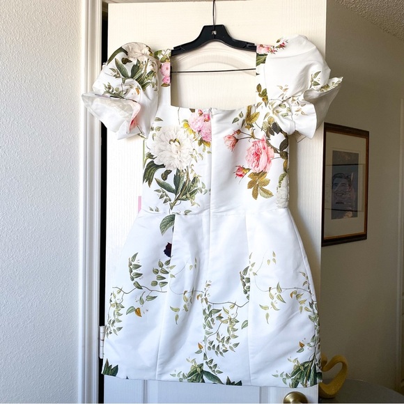 Damaris Bailey Rose Mini Dress Faille Wedding White Floral XL NWT - Picture 8 of 10